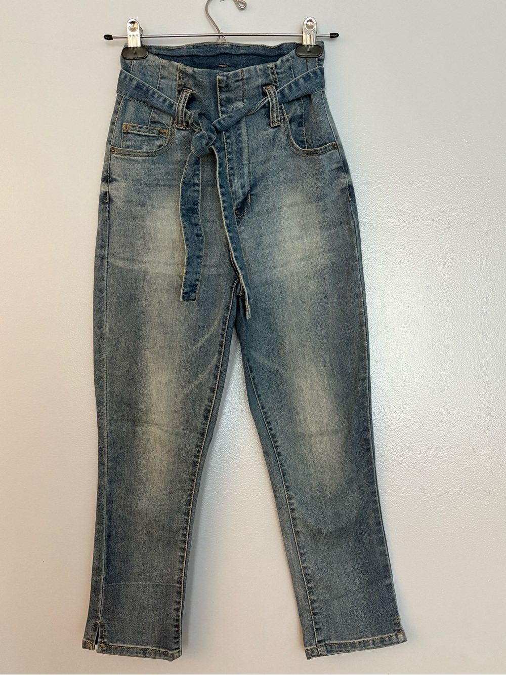 Boom Boom Jeans High-Waist Tie-Belt Light Wash Jeans